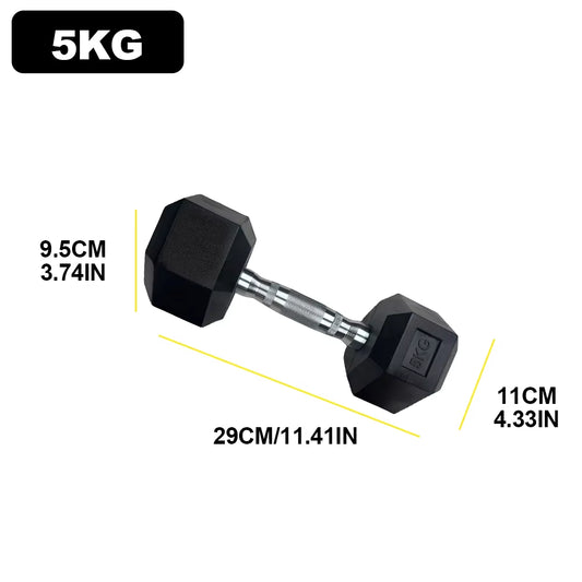 2Pc 2.5Kg/ 5Kg/7.5Kg Dumbbell Hexagonal Fixed Dumbbells Men'S Fitness Equipment Home Ladies Rubber Dumbbells Multi Weight Black