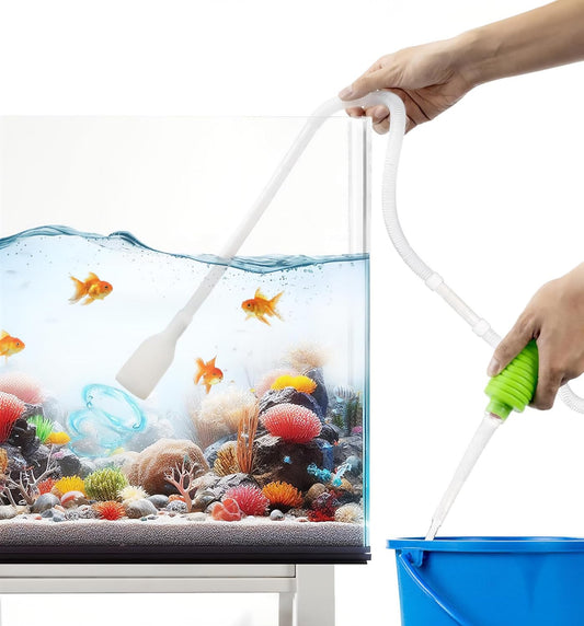 Syphon Fish Tank Cleaner for Aquarium - Filtered Hand Vacuum Syphon Pump - 3-In-1 Water Changer and Gravel Washer for Fish Tank - Fish Tank Cleaning Kit