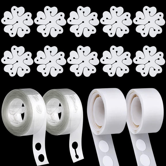 Balloon Arch Kit, 2 Rolls 16 Feet Balloon Arch Tape, 10Pcs Balloon Flower Clips, 200 Glue Point Stickers, White, Medium, Unisex, DIY, General Celebration