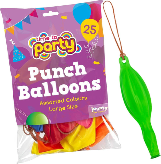 25X Large Punch Balloons for Kids Ideal Party Bag Fillers for Birthdays - 12 Inch Large Size - Assorted Colours - Fun Children’S Party Ideas - Thick & Strong - Easy to Inflate