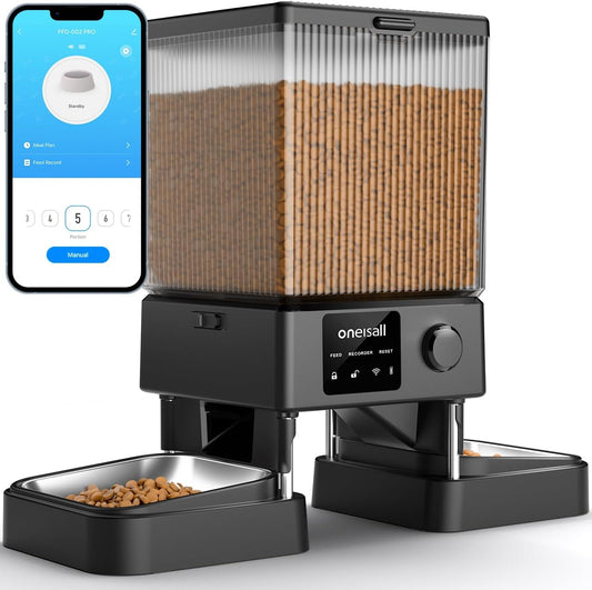 5L Automatic Cat Feeder with App Control, 5G /2.4G Wifi Auto Cat Feeder for 2 Cats, 10S Voice Recordings Food Shortage Alert