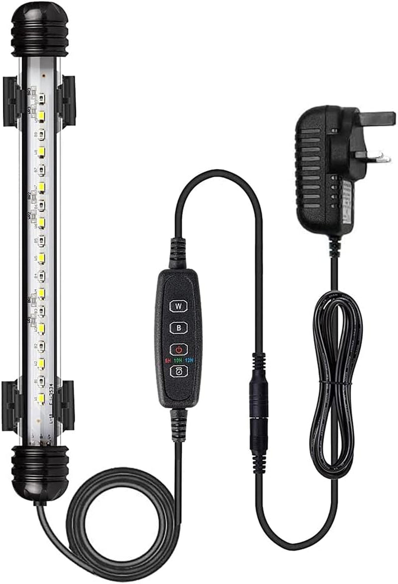 LED Aquarium Light, Color Changing Submersible Fish Tank Light with Timer for Sunrise and Sunset (18Cm, Blue+White)