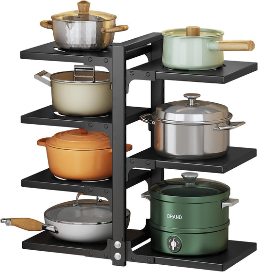 Pots and Pans Organizer for Cabinet, Heavy Duty Pot Pan Rack under Sink Organizers and Storage，Kitchen Cabinet Organizer with 7 Adjustable Tiers