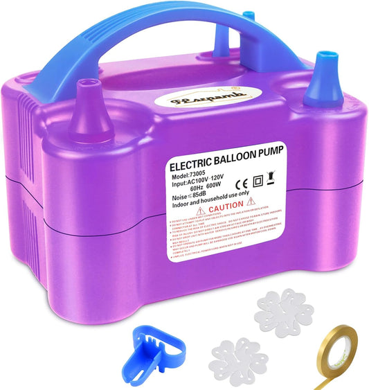 Electric Balloon Pump, Portable Dual Nozzle Balloon Inflator Pump with 2 Modes, Balloons Machine with 4 Accessories for Party, Birthday, Wedding Decoration