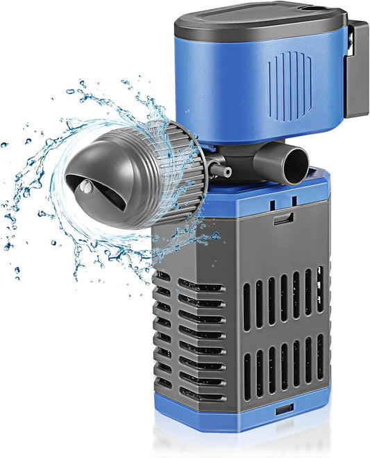 8W Fish Tank Filter, Internal Aquarium Filter with 900L/H Flow for Clean Water, Adjustable Air Flow, Air Pump, Silent, Make Waves