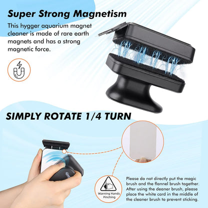 Aquarium Magnet Cleaner Brush,Fish Tank Cleaning Brush, Floating Magnet Aquarium Cleaner Fish Tank Scraper Cleaner with Two Detachable Scraper Suitable for Freshwater and Saltwater