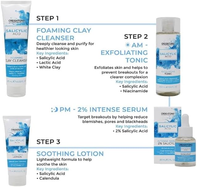 Creightons Salicylic Acid Intensive Serum with 2% Salicylic Acid (30ml) - Fights breakouts by helping reduce impurities, pores and blackheads for a purer, more radiant complexion.