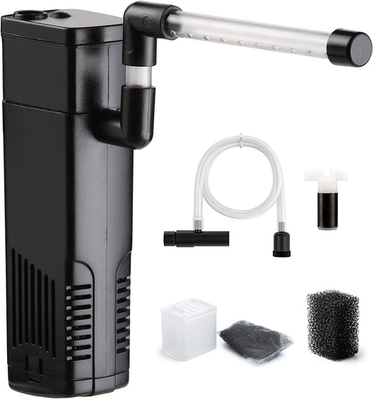 Fish Tank Filter, Internal Aquarium Filter for Small Tank, Coldwater or Tropical Aquariums, 20-40L Black