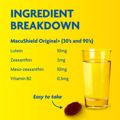 MacuShield Original Plus Capsules - 90-Day Pack, Eye Health Supplement* with Lutein Zeaxanthin and Meso-Zeaxanthin + Vitamin B2 (Riboflavin) which Helps Maintain Normal Vision