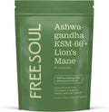 Ashwagandha KSM-66 + Lions Mane Complex | 5000mg Lions Mane + 3000mg Ashwagandha High Strength Tablets| Added Zinc + Vitamin B6 | Vegan UK Made| Free Soul