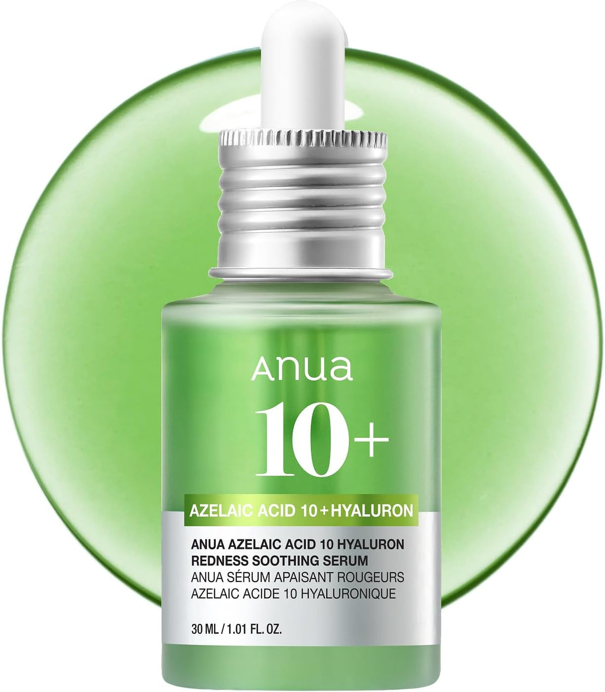 Anua Azelaic Acid 10 Hyaluronic Redness Soothing Serum, Facial Serum for Sensitive Skin, Hyaluronic Acid, Niacinamide, Spot Care, Natural Colour, Vegan, Korean Skincare (30 ml / 1.01 fl oz.)