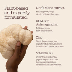 Ashwagandha KSM-66 + Lions Mane Complex | 5000mg Lions Mane + 3000mg Ashwagandha High Strength Tablets| Added Zinc + Vitamin B6 | Vegan UK Made| Free Soul