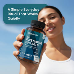 Pure Marine Collagen Supplements for Women & Men - 120 Capsules - 1200mg Per Serving - 2 Months Supply- Highly Bioavailable Type 1 & 3 Hydrolysed Fish Collagen Peptides