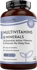 Nutravita Multivitamin Tablets for Women & Men - 365 Vegan Tablets - 1 Year Supply of Multivitamins - Immune System Support - Multi Vitamins - 26 Essential Active Vitamins & Minerals - Made in the UK
