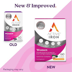 Active Iron Supplement 17 mg Multivitamin for Women - Clinically Proven to Increase Energy & Reduce Tiredness - Gentle, Non-Constipating Iron Women’s Multivitamin - 30 Capsules + 30 Tablets