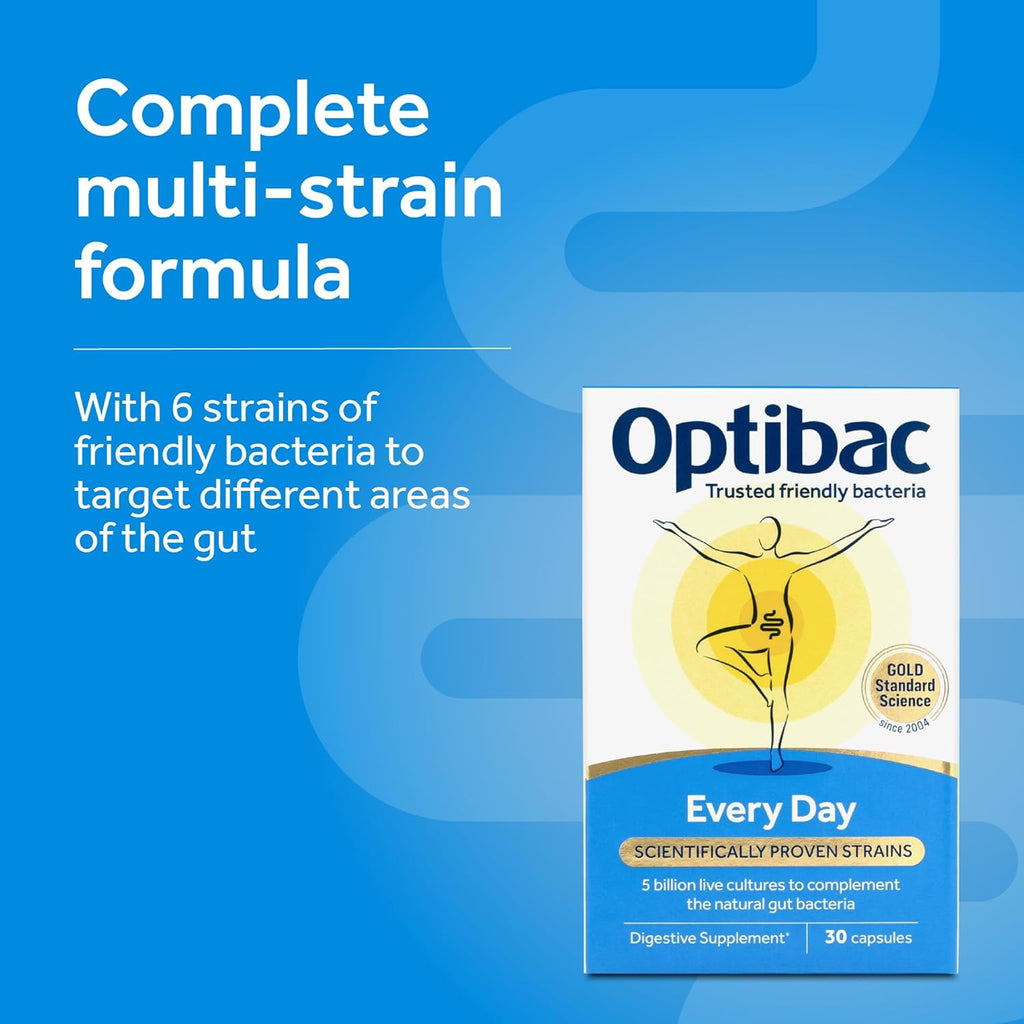 Optibac Probiotics Every Day - Vegan Digestive Probiotic Supplement - Most Trusted & Recommended Brand - Lactobacillus & Bifidobacterium - 30 Capsules