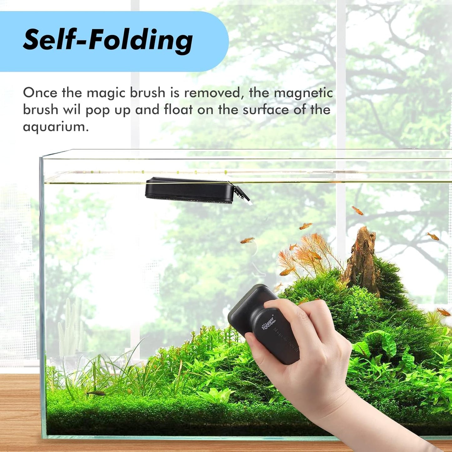 Aquarium Magnet Cleaner Brush,Fish Tank Cleaning Brush, Floating Magnet Aquarium Cleaner Fish Tank Scraper Cleaner with Two Detachable Scraper Suitable for Freshwater and Saltwater