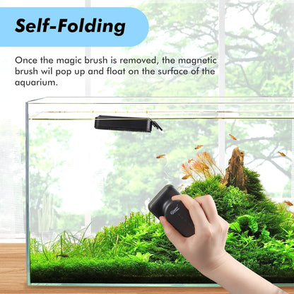 Aquarium Magnet Cleaner Brush,Fish Tank Cleaning Brush, Floating Magnet Aquarium Cleaner Fish Tank Scraper Cleaner with Two Detachable Scraper Suitable for Freshwater and Saltwater