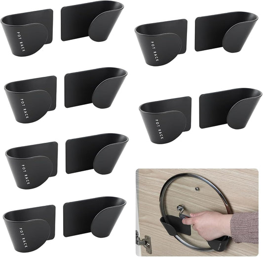6 Pairs Pot Lid Holder Wall Mounted – Adjustable Self-Adhesive Pan Lid Rack – Space-Saving Kitchen Organizer for Cupboard, Cabinet Door & Cutting Board Storage – No-Drill Installation