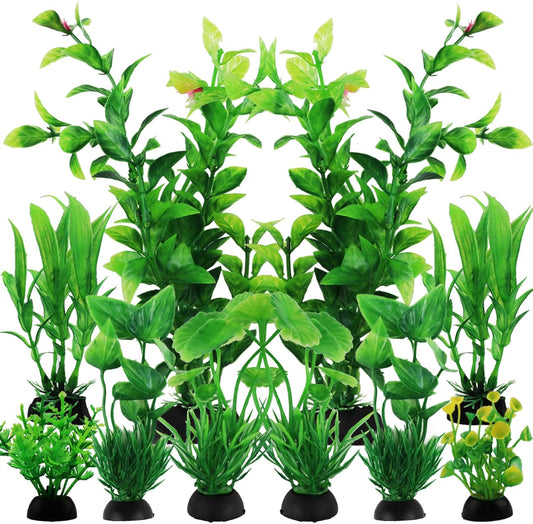 Fish Tank Accessories Aquarium Decorations Green Plants, 10Pcs Green Fish Tank Decorations Plastic Plants, Fish Tank Decor, Aquarium Decor Plants