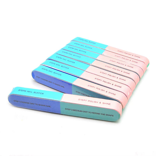 10X 7 Way Nail Sanding Block Straight Buffer File Art Sand Surface Manicure