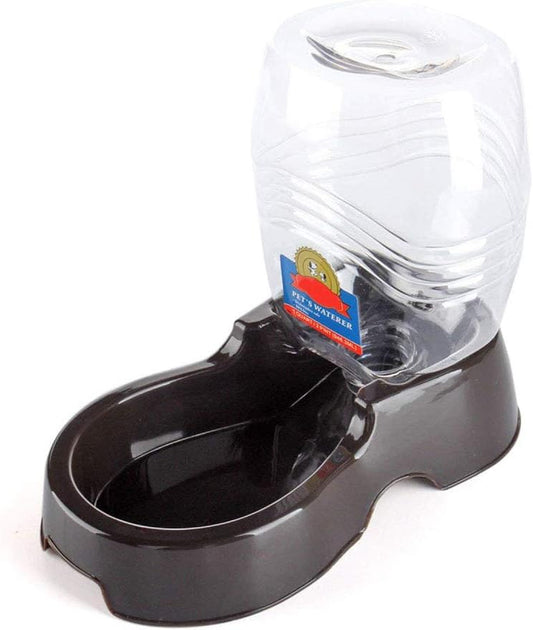 Pet Water Dispenser Station, Black (1/4 Gallon) Auto Replenish Gravity Waterer Drinking Fountain Bottle Bowl Dish Portable Stand for Small Dog Cat Animal