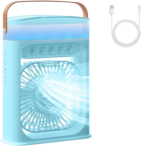 Portable Air Conditioner, 4-In-1 Air Cooler Quiet Mini Air Conditioner Desk Fan, 3 Wind Speeds, 3 Spray Modes, 600Ml Water Tank 6 Colors Light Evaporative Cooling Fan for Home Office Bedroom Outdoor.