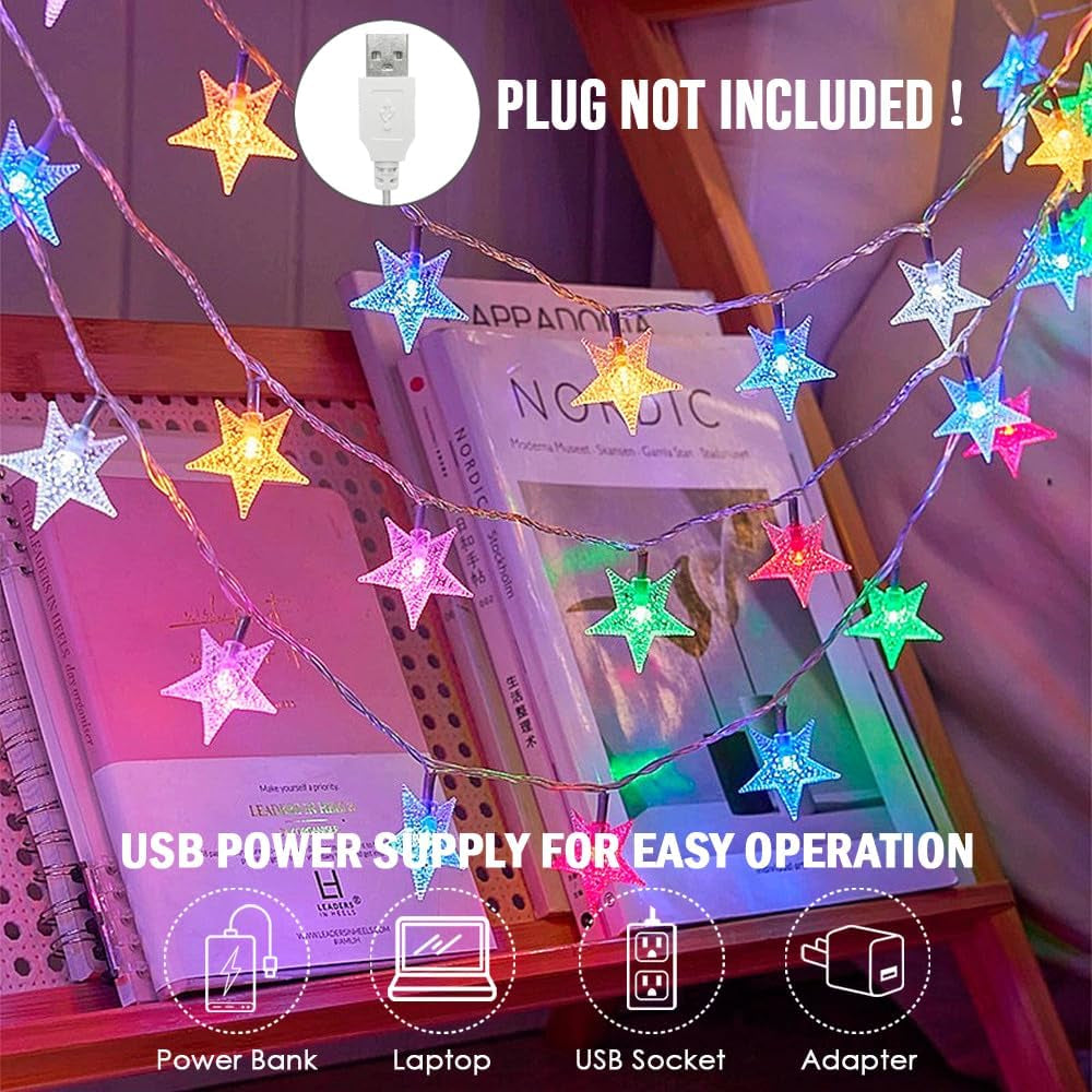 String Lights Star Fairy Lights with 6M 40 LED Decorative Lighting for Anywhere (Multicolor)